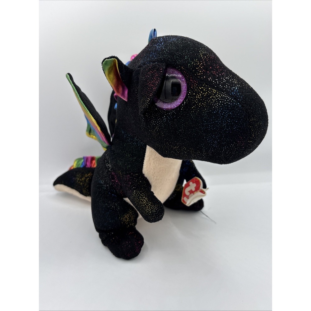 Ty Beanie Boos Anora The Dragon  6" 15cm Black with Rainbow‎ Shimmer Wings